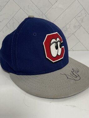 Chattanooga Lookouts Minor League New Era Size 6 3/4 Fitted Cap Hat Blue Signed
